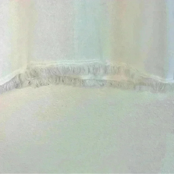 THML Short Sleeve Sheer White Fringe Sweater Size Small - Picture 3 of 13